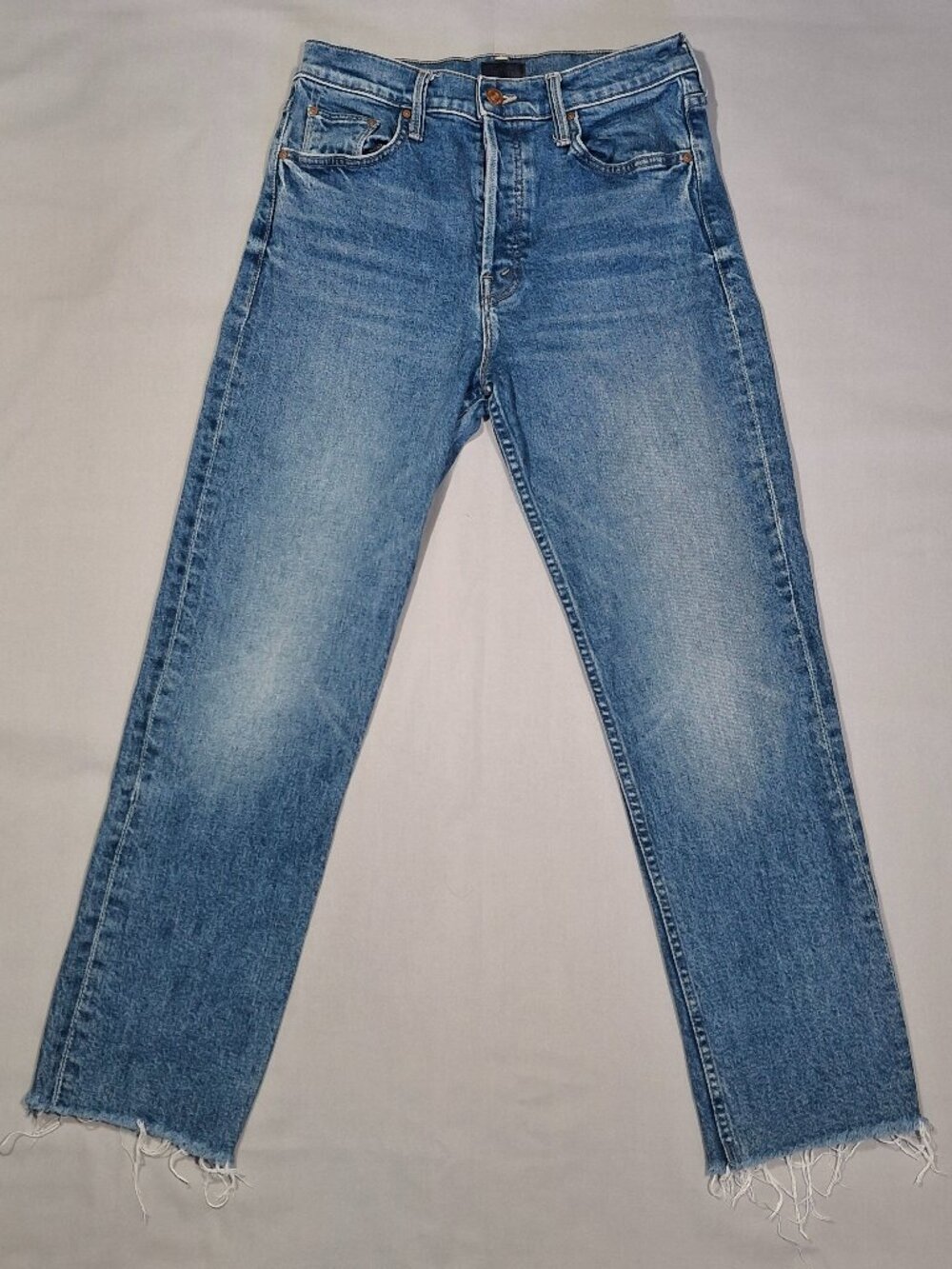 MOTHER Tomcat Ankle Fray Jeans Arigato Mr Roboto High Rise Straight | Size 29 - Picture 3 of 15